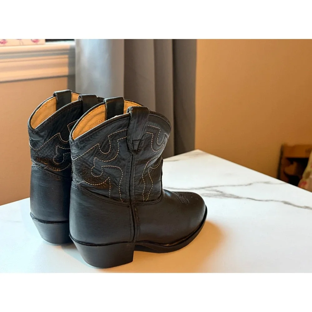 Smoky Mountain Boots Kids Black Leather Western Cowboy‎ Boots 7.5 D Style 3032
